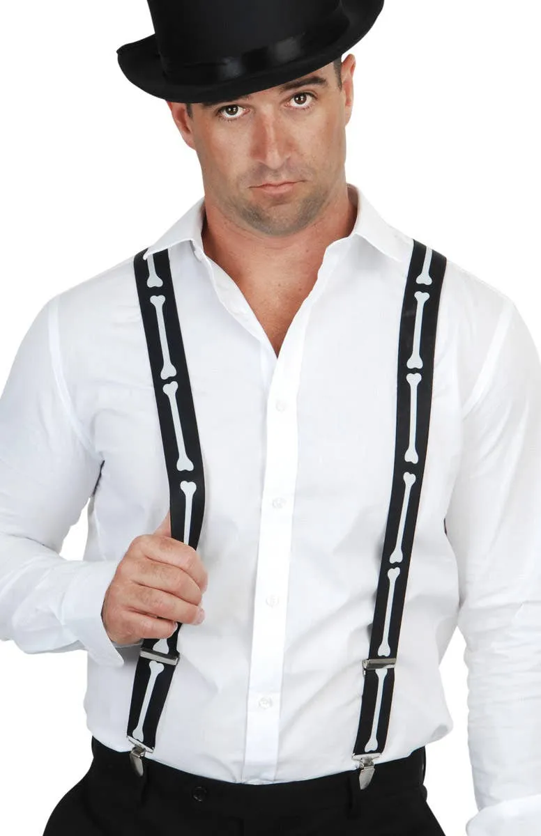 Skeleton Bone Adults Black Suspenders