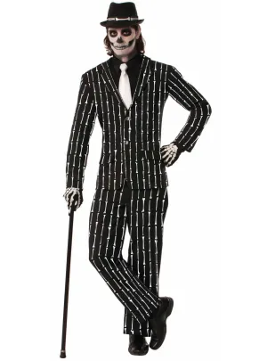 Skeleton Bone Print Mens Halloween Costume Suit