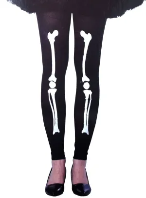 Skeleton Bone Print Womens Footless Halloween Stockings