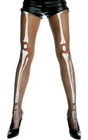 Skeleton Bones Print Halloween Pantyhose