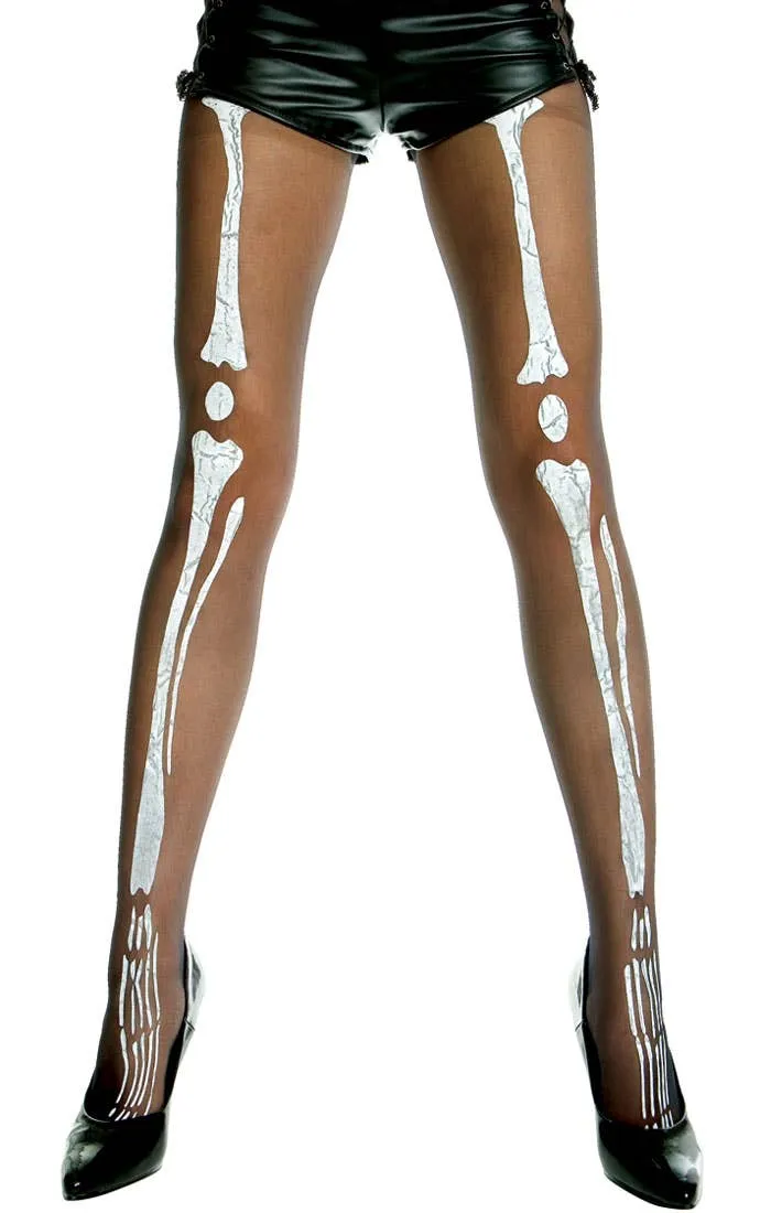 Skeleton Bones Print Halloween Pantyhose