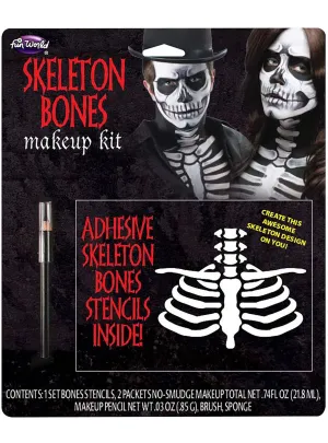 Skeleton Bones Stencil and Makeup Halloween Kit