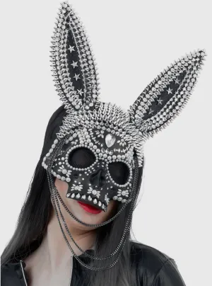 Skeleton Bunny Womens Spikey Jewelled Halloween Costume Mask