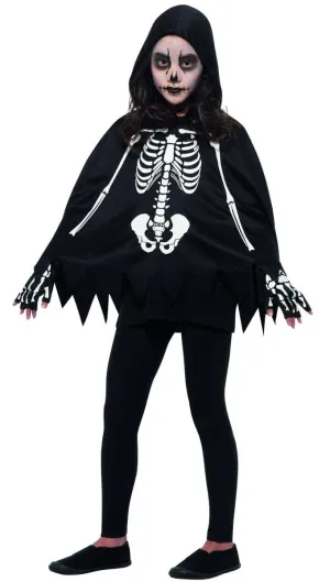 Skeleton Cape and Gloves Girls Halloween Costume