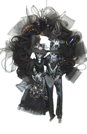 Skeleton Couple Deluxe Halloween Door Wreath Decoration