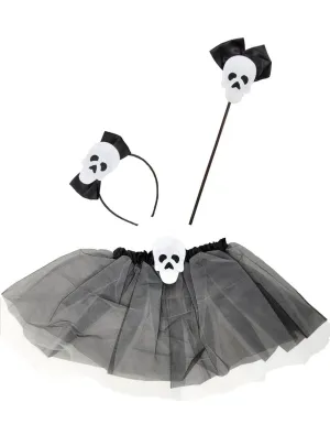 Skeleton Girls Halloween Tutu Costume Accessory Set