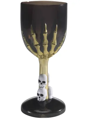 Skeleton Hand Black and Gold Wine Goblet