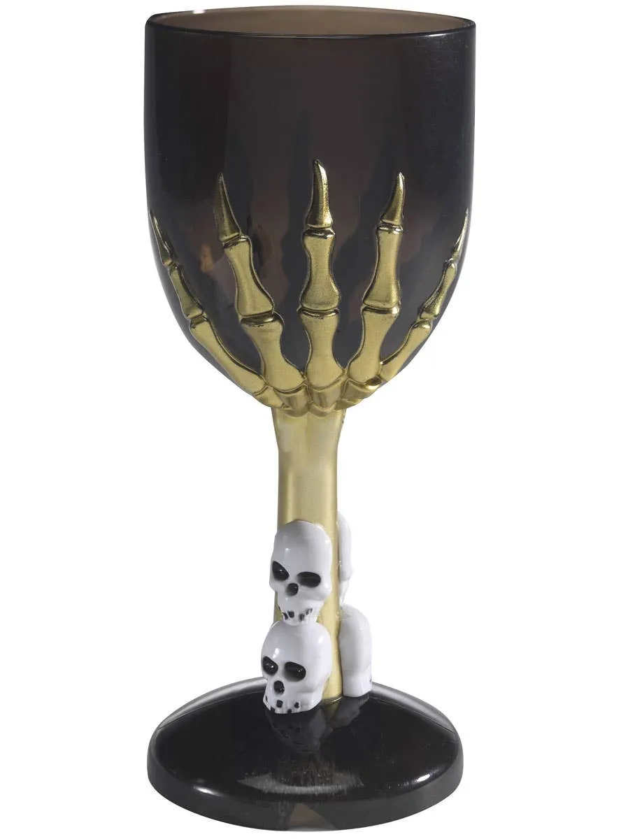 Skeleton Hand Black and Gold Wine Goblet