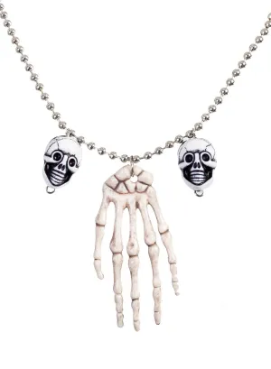 Skeleton Hand Costume Necklace with Sugar Skull Pendants