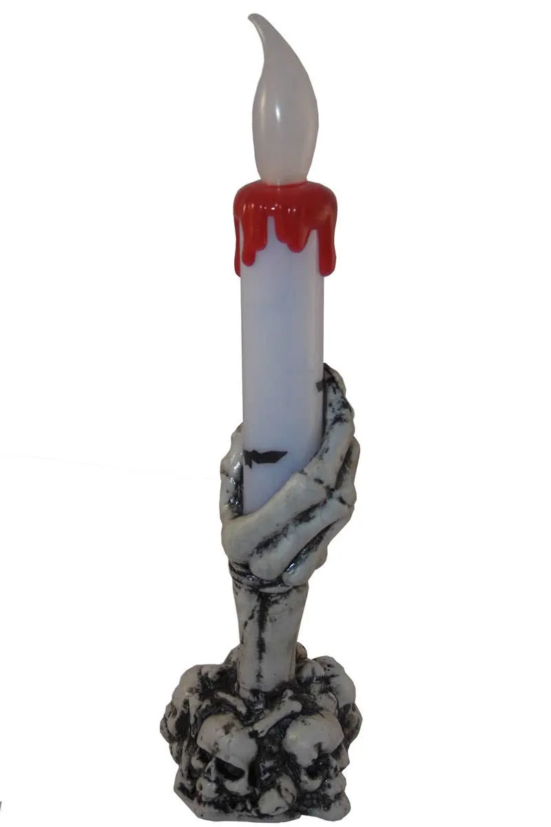 Skeleton Hand with Light Up Candle Halloween Decoration