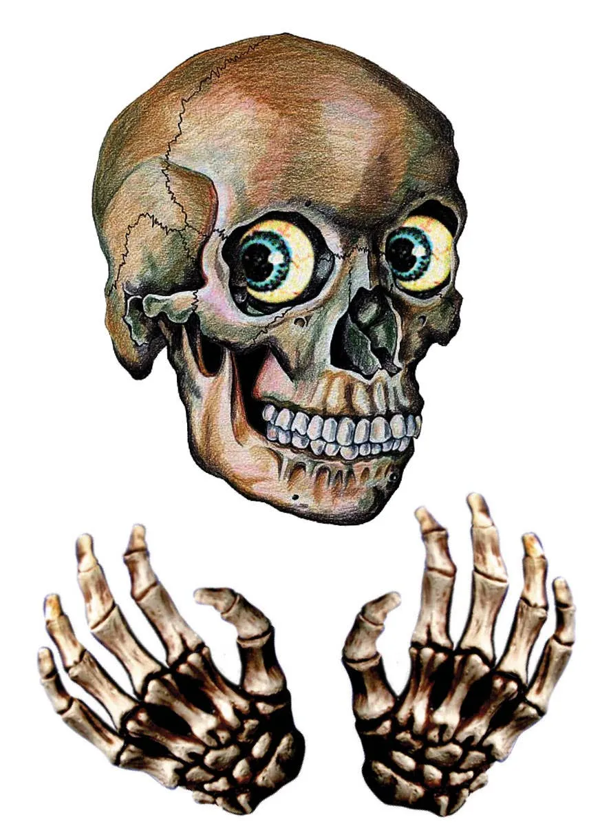 Skeleton Head and Hands Window Stickers Halloween Decoration