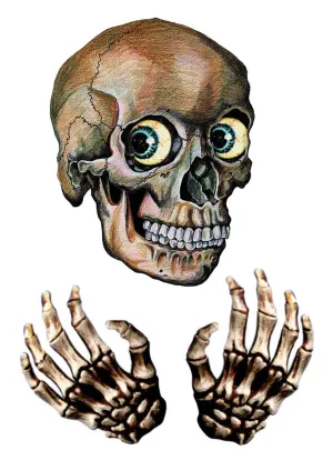Skeleton Head and Hands Window Stickers Halloween Decoration