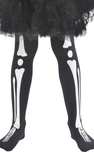 Skeleton Legs Black Halloween Kids Costume Tights