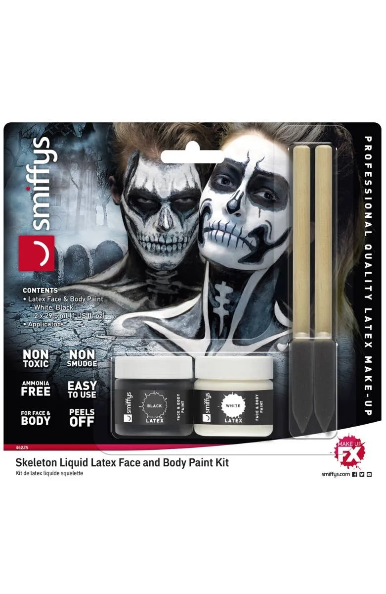 Skeleton Liquid Latex Face And Body Paint Kit