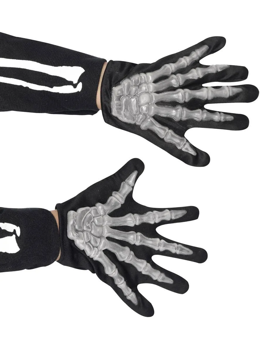 Skeleton Print Kids Costume Gloves