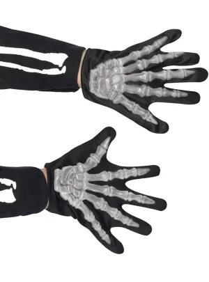 Skeleton Print Kids Costume Gloves