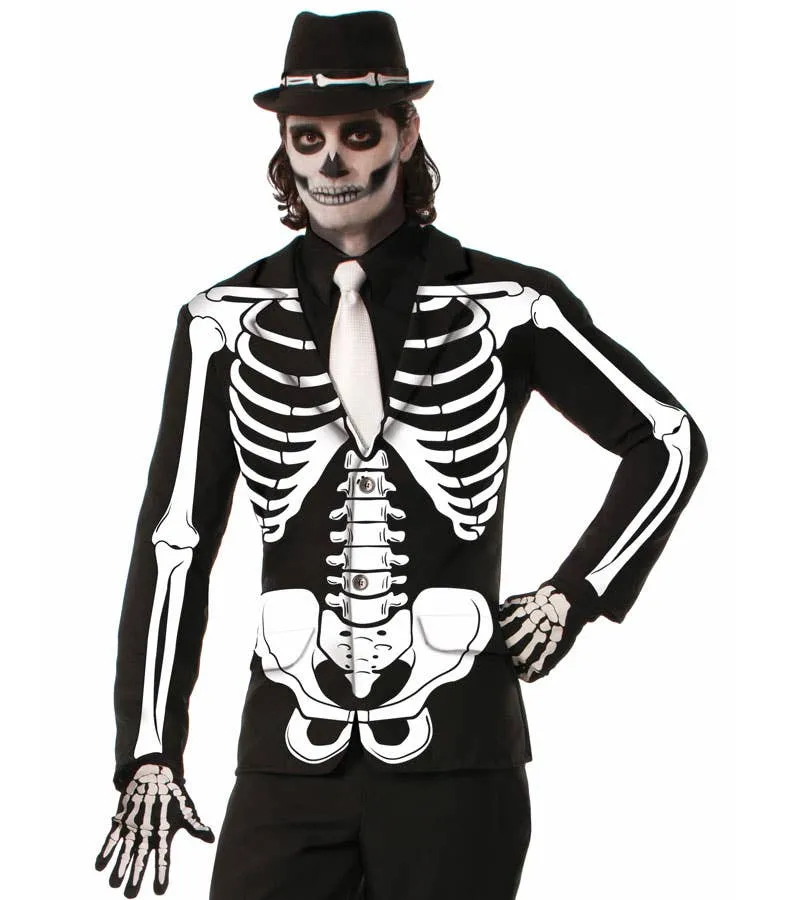 Skeleton Print Mens Halloween Costume Jacket