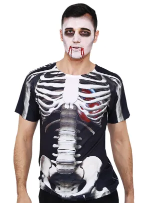 Skeleton Print Mens Halloween Costume T-Shirt
