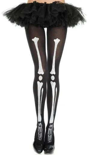 Skeleton Print Womens Halloween Pantyhose