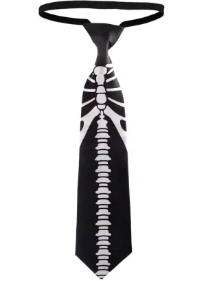 Skeleton Spine Printed Tie Halloween Costume Accessory