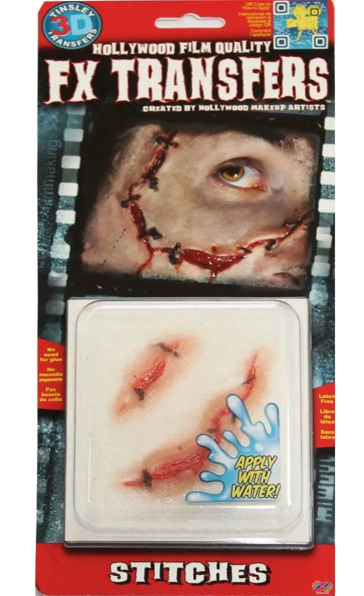 Skin Stitches Hollywood Quality 3D FX Transfer Wound