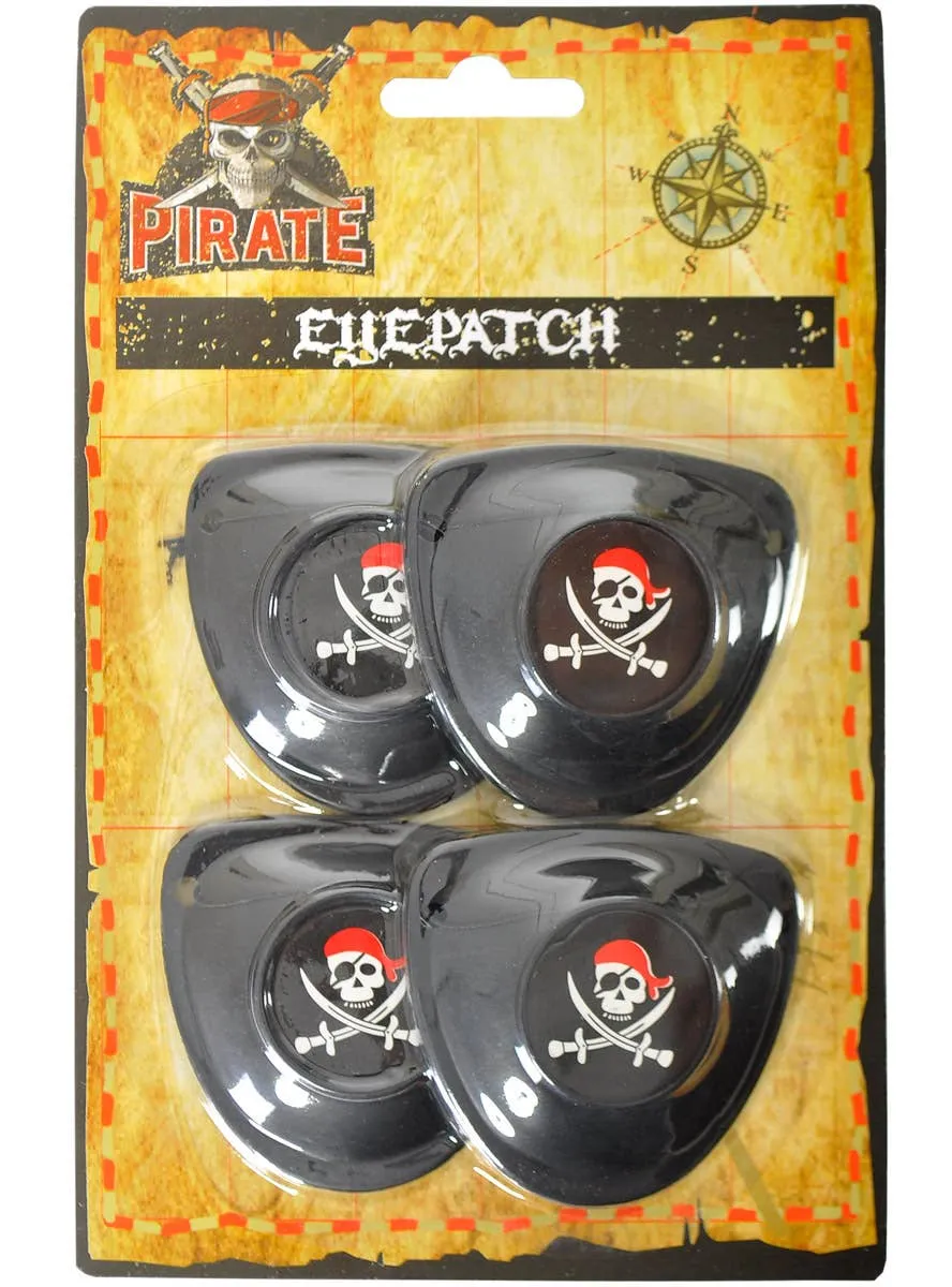 Skull and Crossbones 4 Pack Pirate Costume Eye Patches