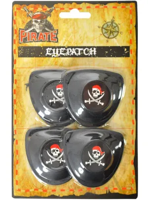 Skull and Crossbones 4 Pack Pirate Costume Eye Patches