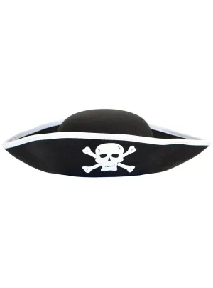 Skull and Crossbones Black and White Pirate Costume Hat