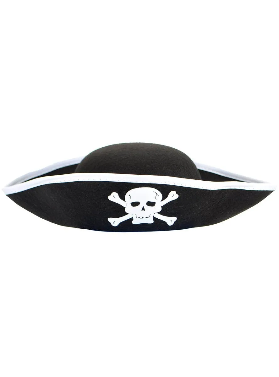Skull and Crossbones Black and White Pirate Costume Hat