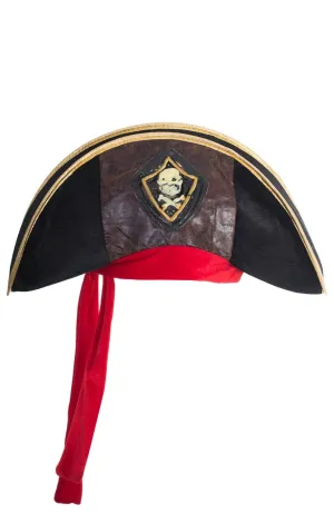 Skull and Crossbones Black Velvet Pirate Hat