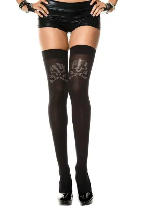 Skull and Crossbones Thigh High Stockings