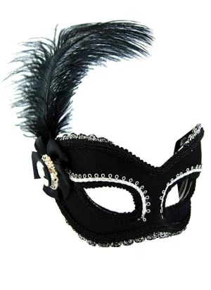 Skull Cameo Black Masquerade Mask on Glasses Arms