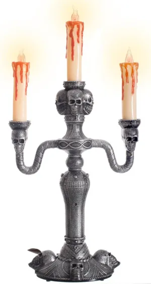 Skull Candelabra Halloween Light Up Table Decoration