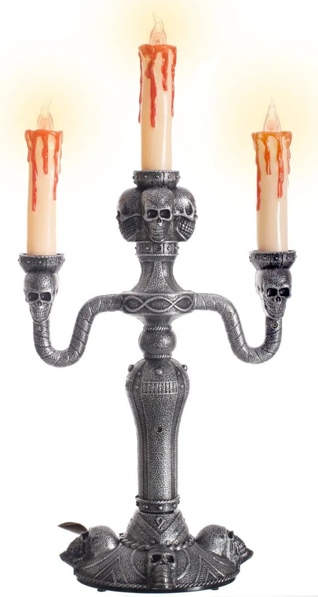 Skull Candelabra Halloween Light Up Table Decoration