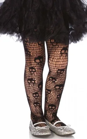 Skull Striped Girls Black Halloween Stockings