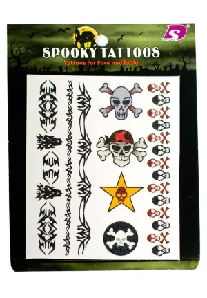 Skulls and Tribal Halloween Temporary Tattoos
