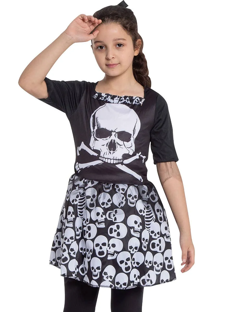 Skully Black and White Girls Halloween Costume