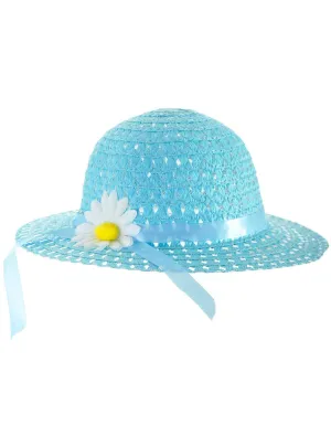 Sky Blue Girls Spring Costume Hat with Flower