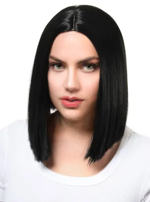 Sleek Black Womens Deluxe Heat Resistant Bob Costume Wig