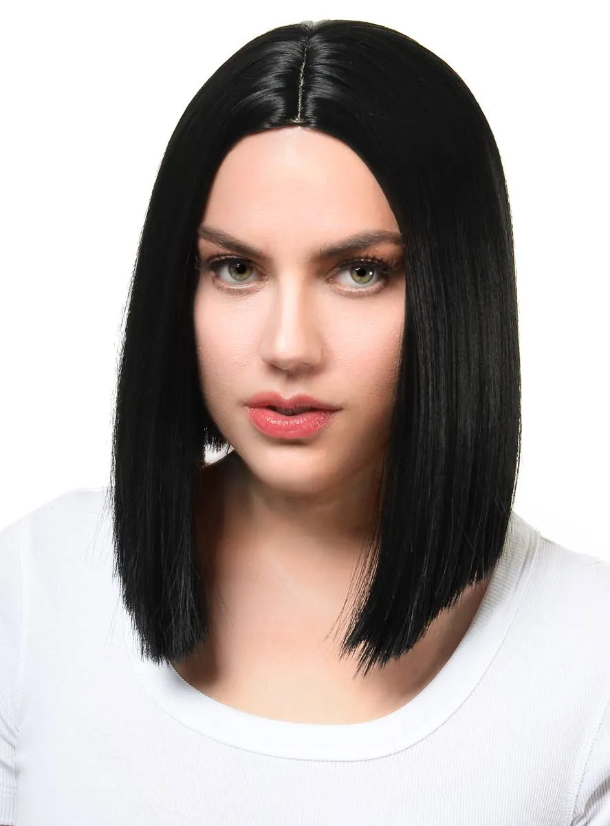 Sleek Black Womens Deluxe Heat Resistant Bob Costume Wig