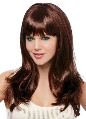 Sleek Womens Donna Fringed Brown Costume Wig