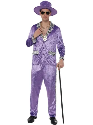 Slick Purple Velvet 80s Pimp Mens Costume
