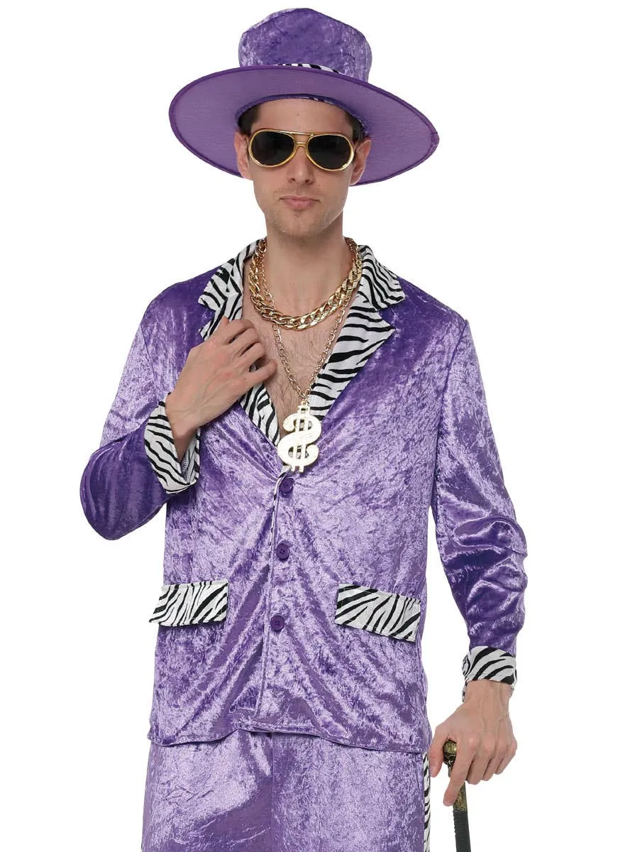 Slick Purple Velvet 80s Pimp Mens Costume
