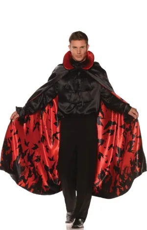 Slick Vampire Mens Reversible Satin Red Bat Cape