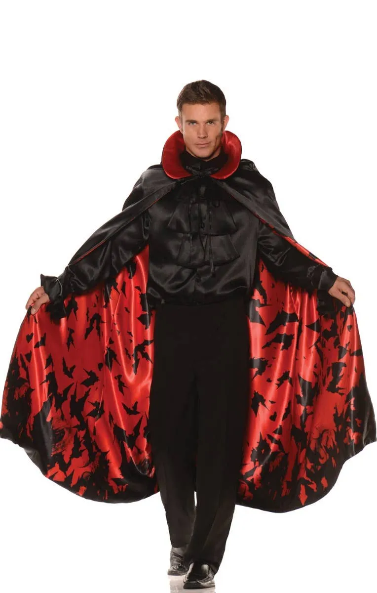 Slick Vampire Mens Reversible Satin Red Bat Cape