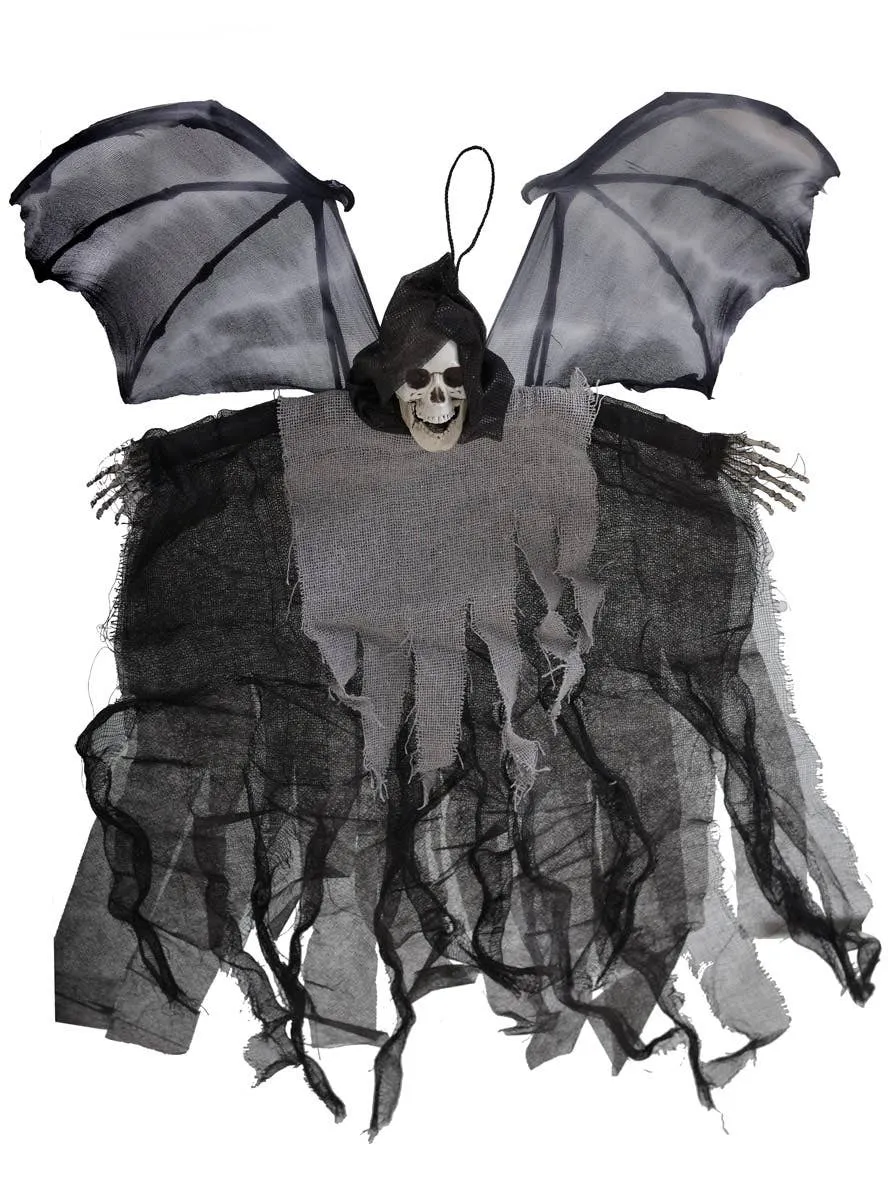 Small Grey Winged Reaper Hanging Halloween Decoration