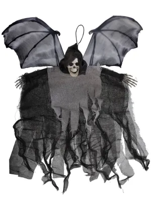 Small Grey Winged Reaper Hanging Halloween Decoration