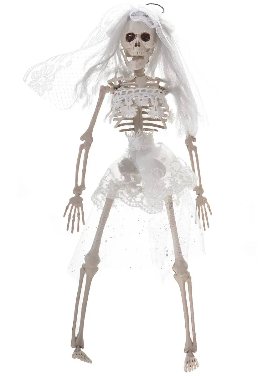 Small Hanging White Skeleton Bride Halloween Decoration
