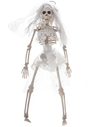 Small Hanging White Skeleton Bride Halloween Decoration