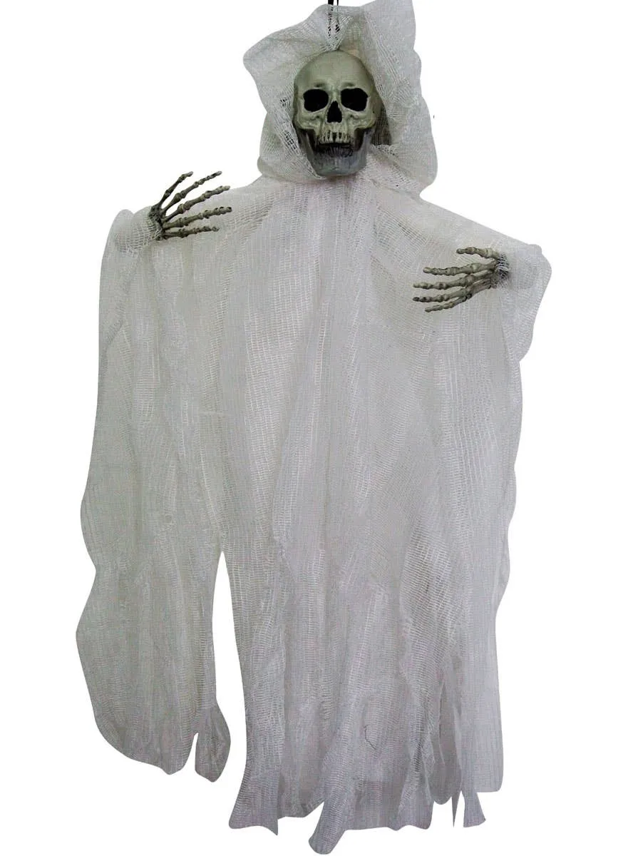 Small Hooded White Hanging Grim Reaper Halloween Decoration